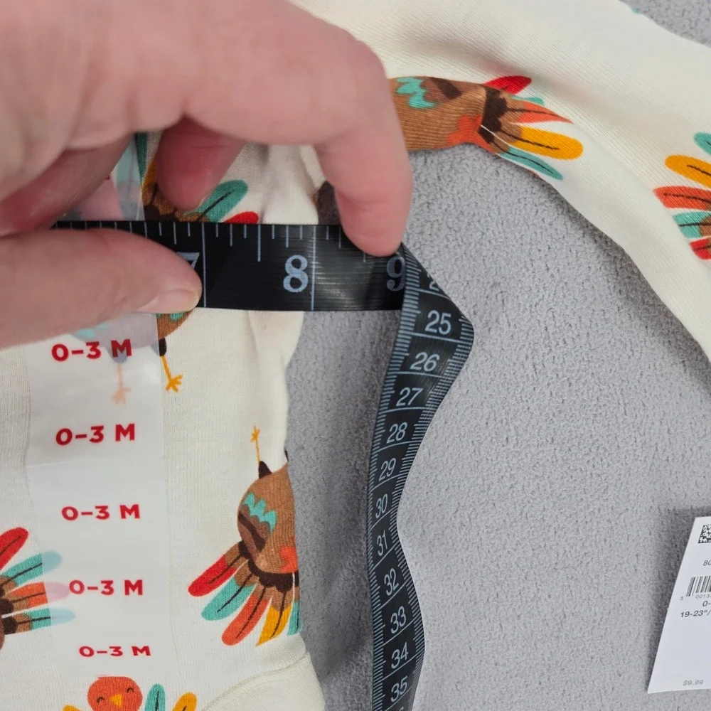 Old Navy‎ NWT 0-3M Turkey Print Long Sleeve Bodysuit Unisex Thanksgiving Fall